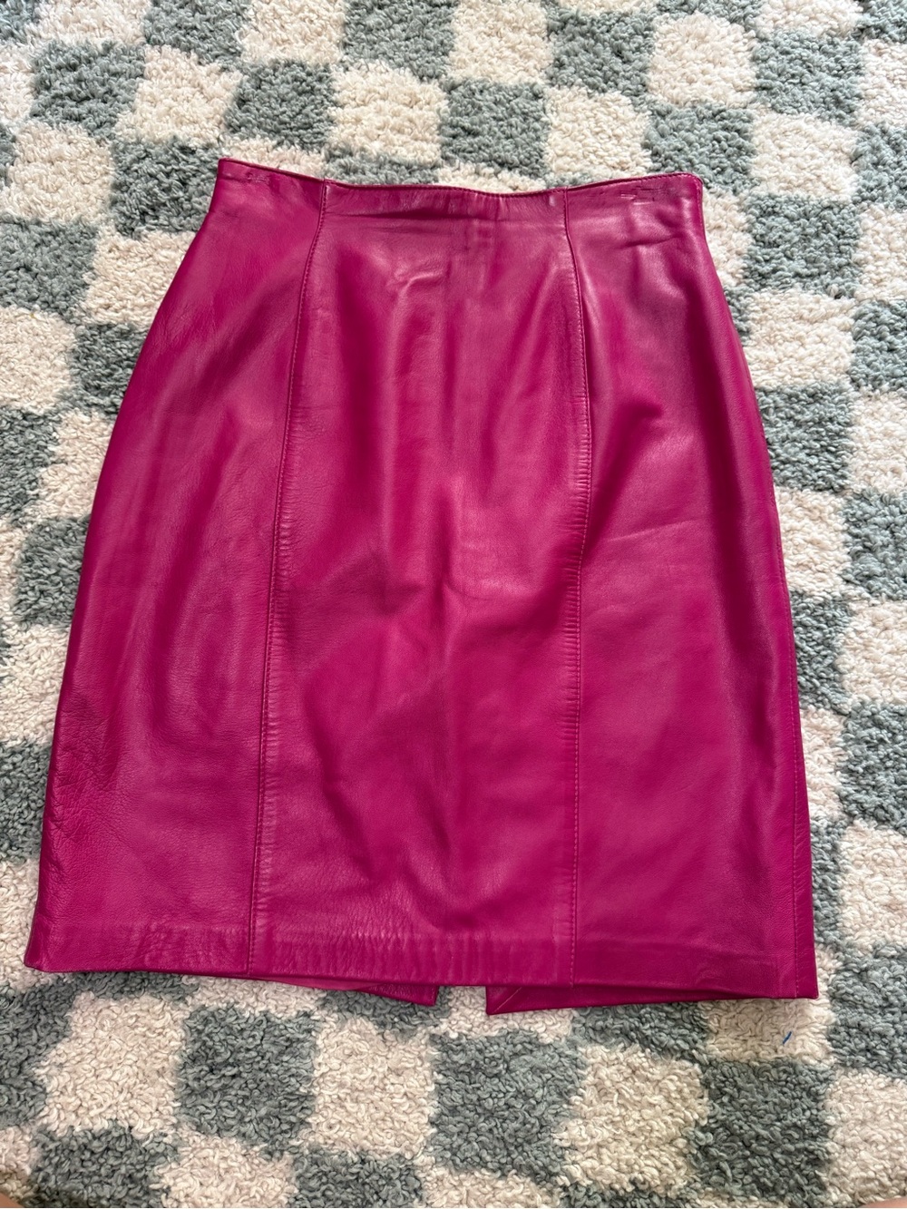 Evan Davies 100% leather magenta pink skirt Barbie feminine biker Pink Ladies 10